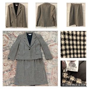 Jones New York wool houndstooth skirt suit blazer set